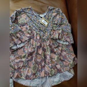 Ivy Jane blushing color boho top sz Small NWT $120